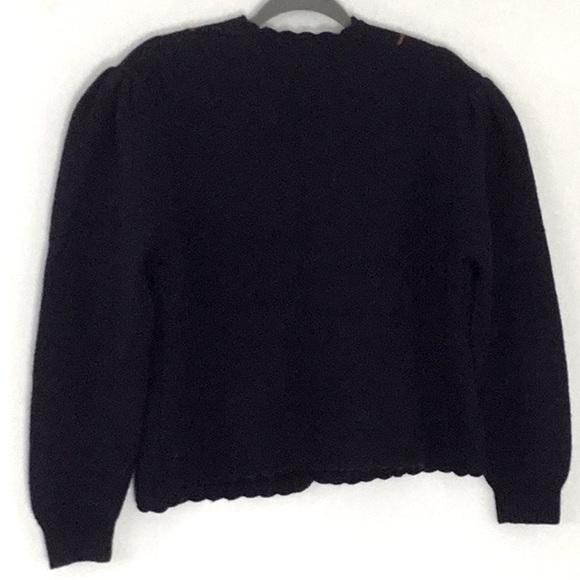 Jumpers 100%Wool Navy Floral Embroidered Knit Sweater Retro Whimsigoth Farmhouse - Picture 7 of 8